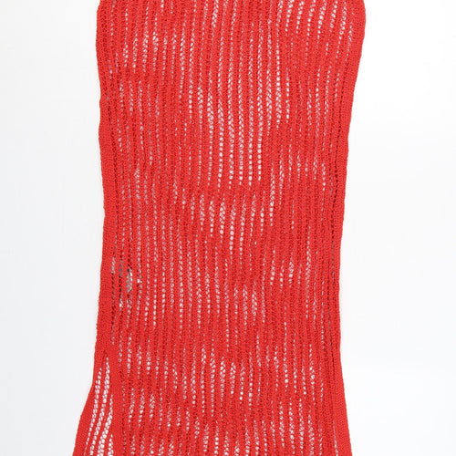 Marks and Spencer Women Red M Open Knit Sheer Maxi Beach Dress