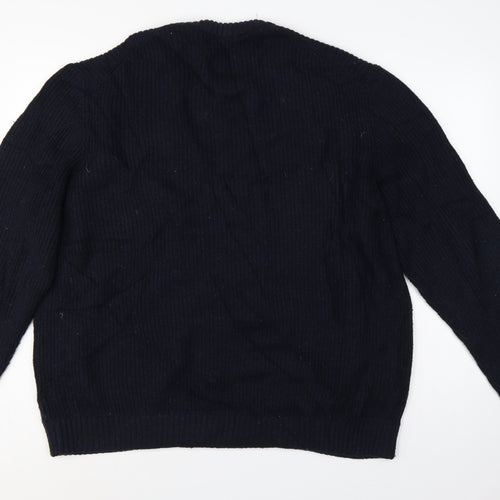 Marks and Spencer Men's Navy 2XL Lambswool Blend Crew Neck Pullover Jumper