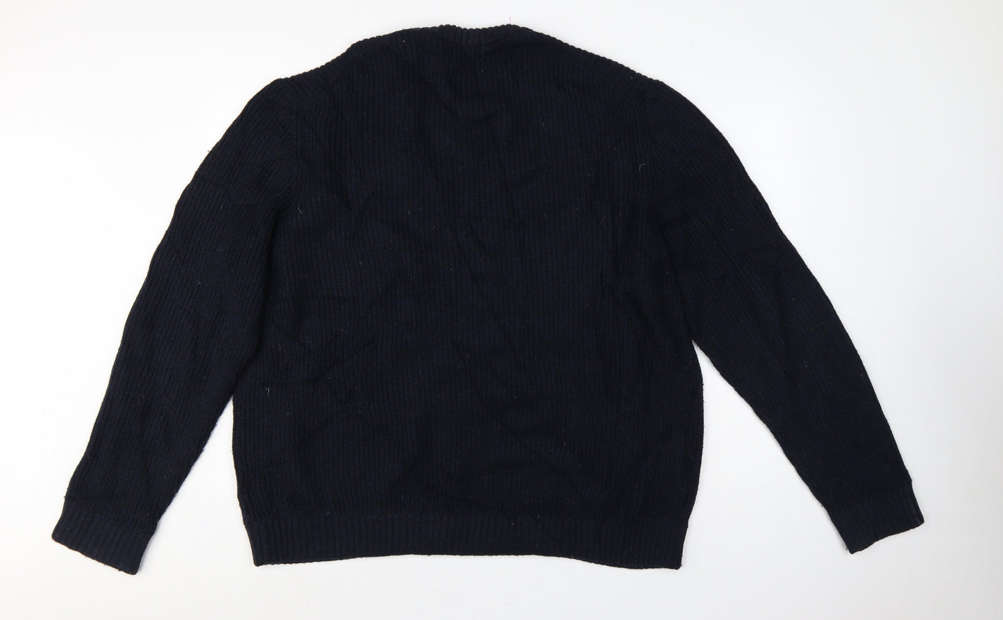 Marks and Spencer Men's Navy 2XL Lambswool Blend Crew Neck Pullover Jumper