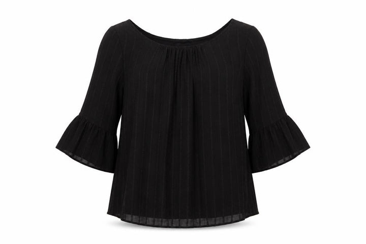 M&Co Women Black Size 20 Chiffon Tunic Bell Sleeve Lined Blouse