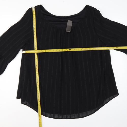 M&Co Women Black Size 20 Chiffon Tunic Bell Sleeve Lined Blouse