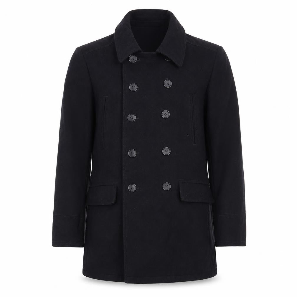 Jasper Conran Men’s Black M Wool Pea Coat Double Breasted