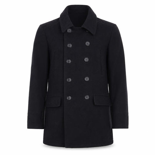 Jasper Conran Men’s Black M Wool Pea Coat Double Breasted
