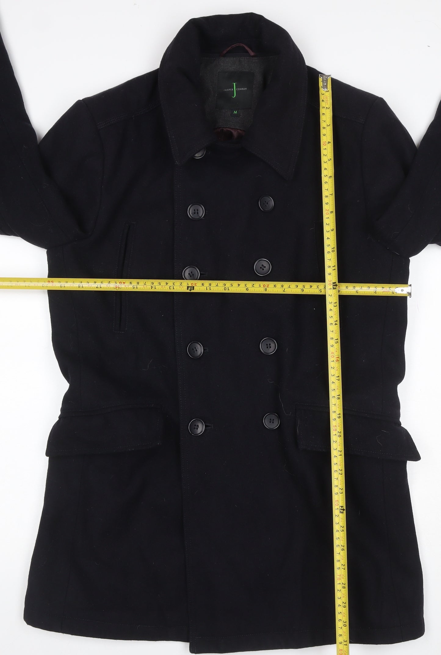 Jasper Conran Men’s Black M Wool Pea Coat Double Breasted