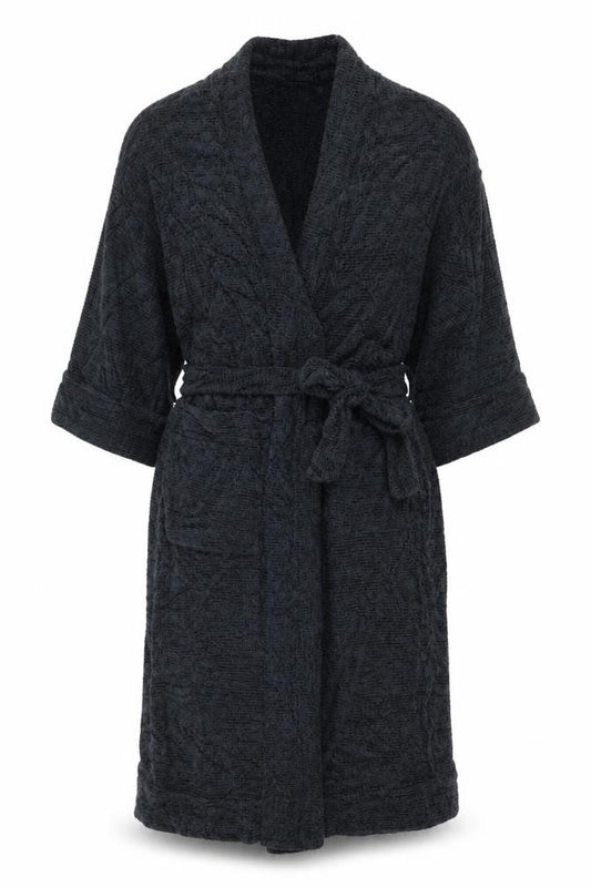 Marks and Spencer Women Black S Knit Belted Long Sleeve Robe