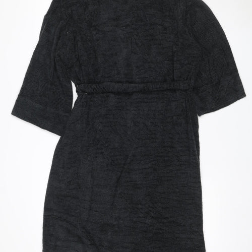 Marks and Spencer Women Black S Knit Belted Long Sleeve Robe
