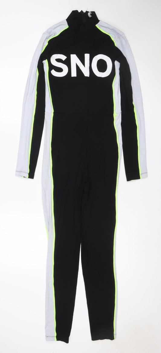 Topshop SNO Womens Black Colourblock Jersey Jumpsuit UK 10