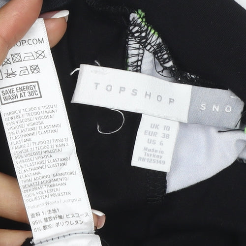 Topshop SNO Womens Black Colourblock Jersey Jumpsuit UK 10