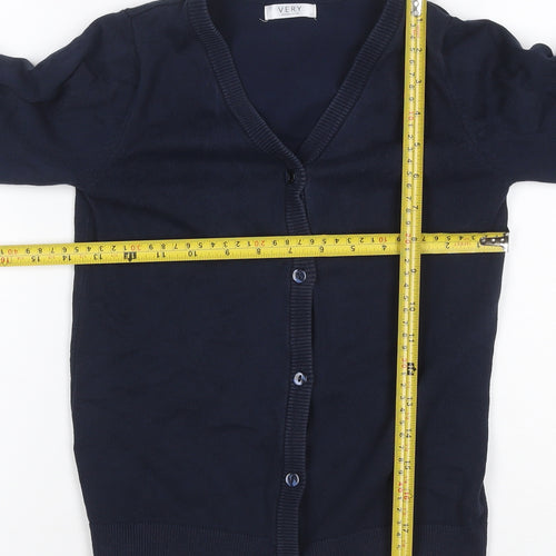 Very Girls Blue 10-11 Years V-Neck Button Knit School Cardigan