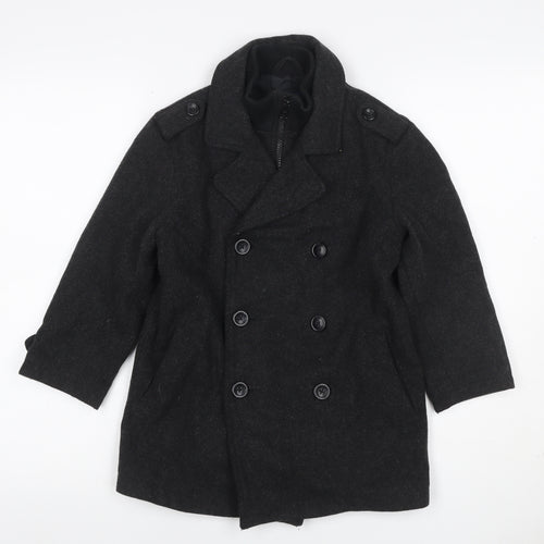 Gap Kids Boys Black 6-7 Years Pea Coat Double-Breasted Wool Blend