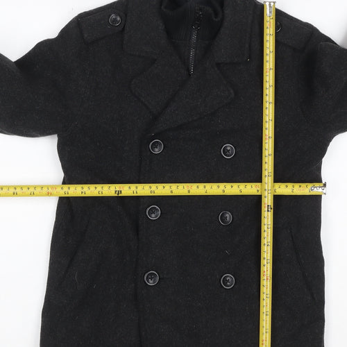 Gap Kids Boys Black 6-7 Years Pea Coat Double-Breasted Wool Blend