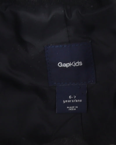 Gap Kids Boys Black 6-7 Years Pea Coat Double-Breasted Wool Blend