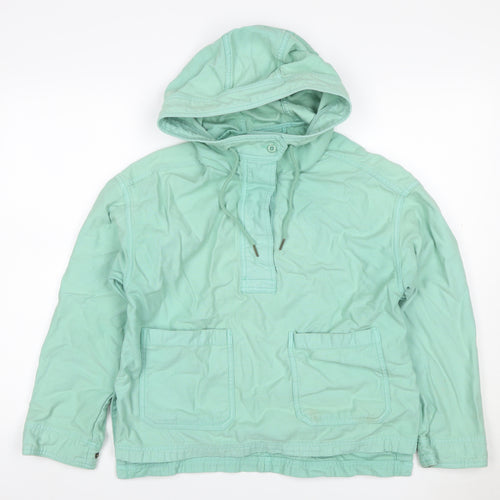 GAP Women's Green XS Petite Hooded Cotton Anorak Jacket Pockets