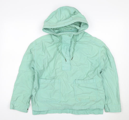 GAP Women's Green XS Petite Hooded Cotton Anorak Jacket Pockets