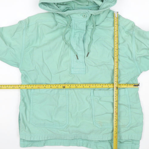 GAP Women's Green XS Petite Hooded Cotton Anorak Jacket Pockets