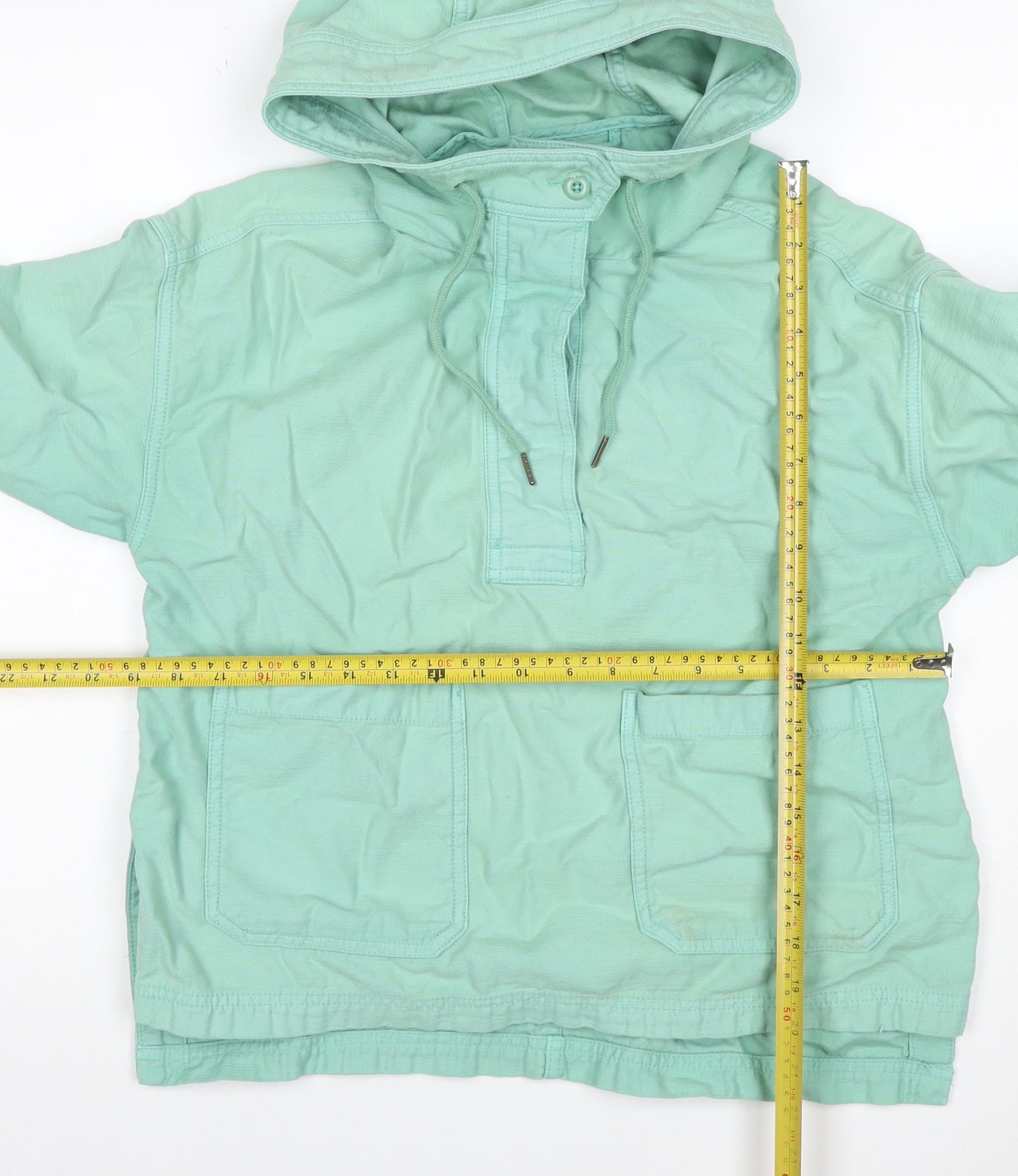 GAP Women's Green XS Petite Hooded Cotton Anorak Jacket Pockets