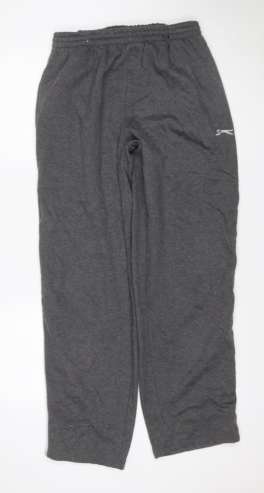 Slazenger Men's Grey L Fleece Sweatpants Elastic Waist Track Trousers
