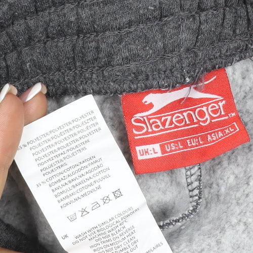 Slazenger Men's Grey L Fleece Sweatpants Elastic Waist Track Trousers
