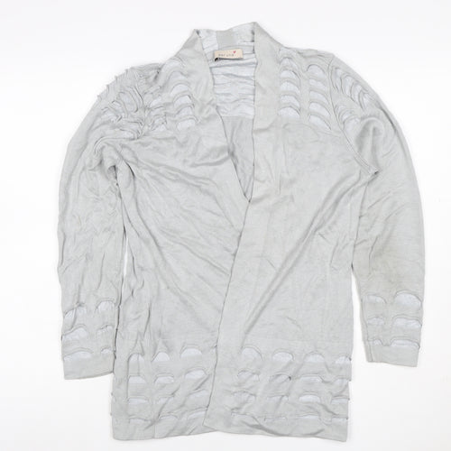 Per Una Women Grey UK 12 Open Knit Long Sleeve Cardigan