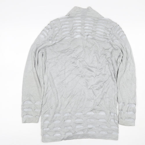 Per Una Women Grey UK 12 Open Knit Long Sleeve Cardigan