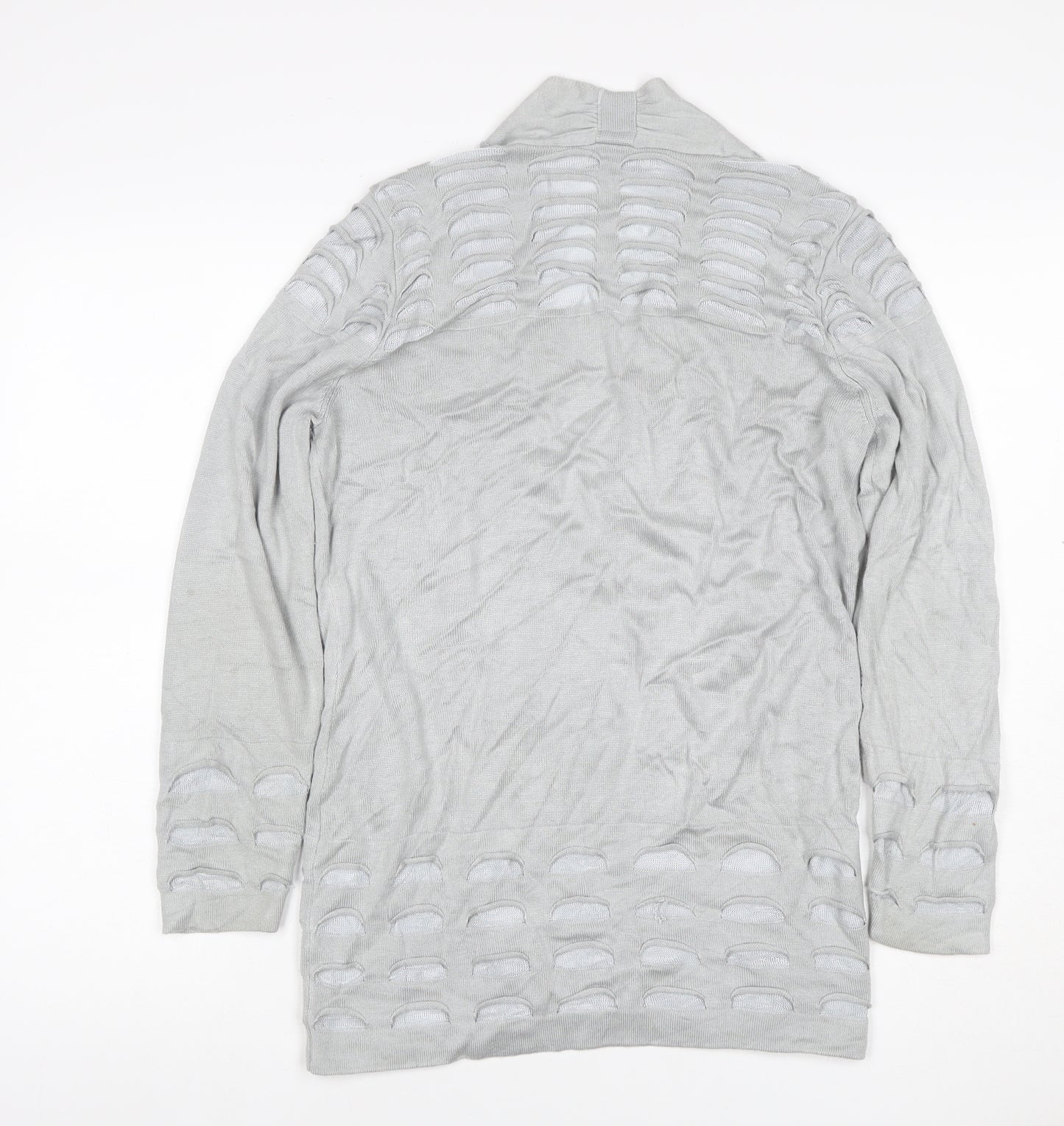 Per Una Women Grey UK 12 Open Knit Long Sleeve Cardigan