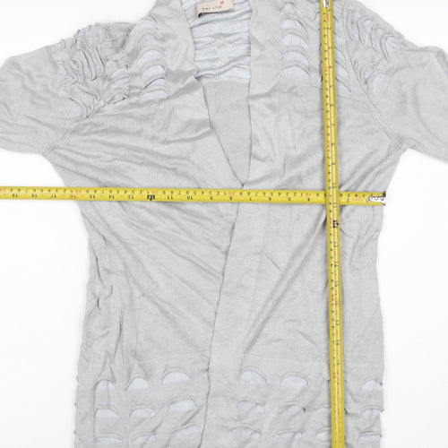 Per Una Women Grey UK 12 Open Knit Long Sleeve Cardigan