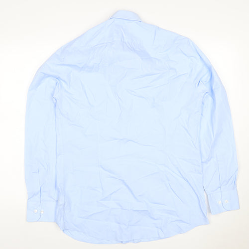 Marks and Spencer Men Blue 16 Slim Fit Long Sleeve Business Shirt