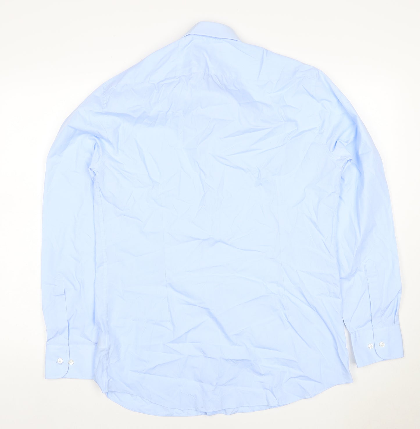 Marks and Spencer Men Blue 16 Slim Fit Long Sleeve Business Shirt