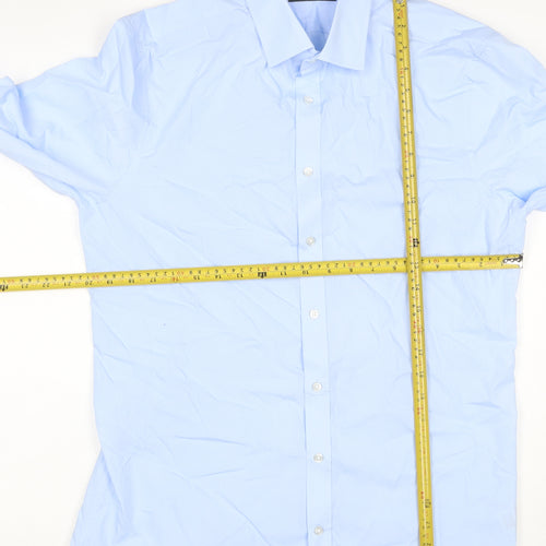 Marks and Spencer Men Blue 16 Slim Fit Long Sleeve Business Shirt
