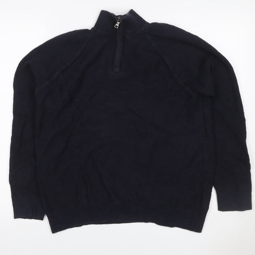 Marks and Spencer Men's Black L 1/4 Zip Cotton Knit Sweatshirt