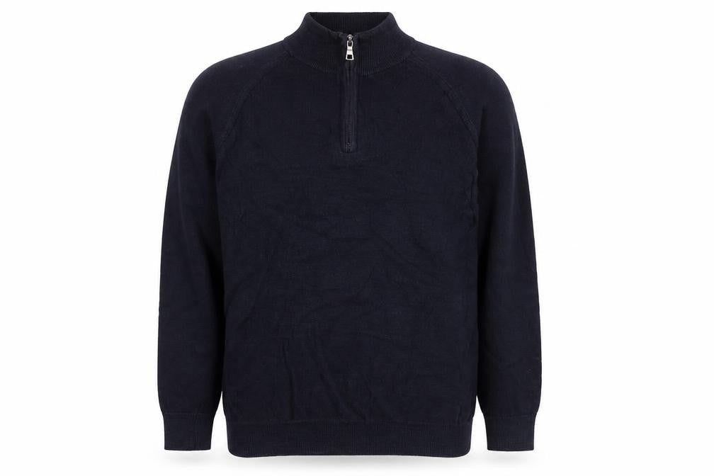 Marks and Spencer Men's Black L 1/4 Zip Cotton Knit Sweatshirt