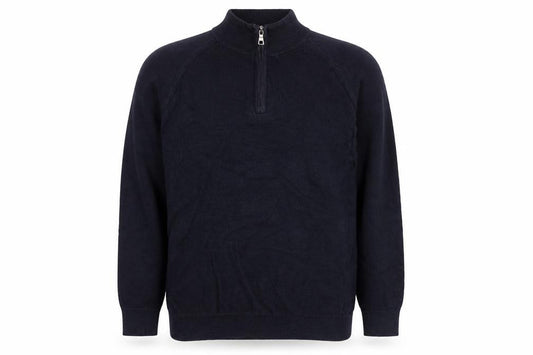 Marks and Spencer Men's Black L 1/4 Zip Cotton Knit Sweatshirt