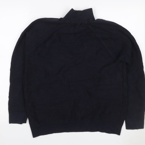 Marks and Spencer Men's Black L 1/4 Zip Cotton Knit Sweatshirt