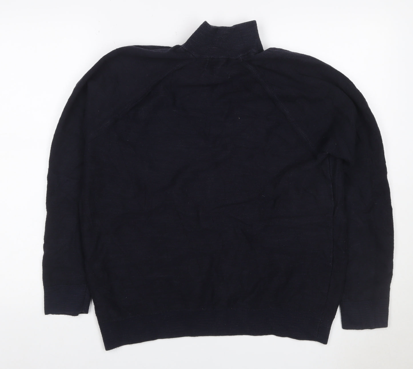 Marks and Spencer Men's Black L 1/4 Zip Cotton Knit Sweatshirt
