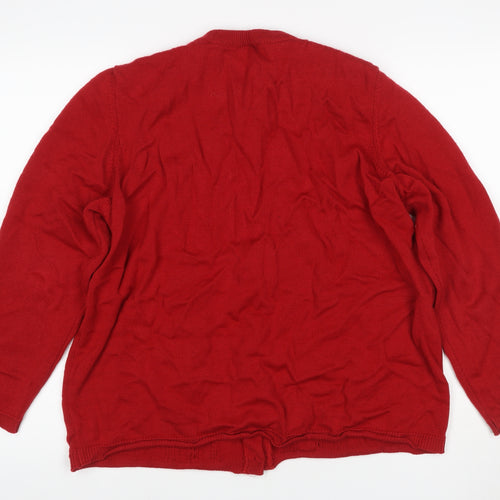 Cotswold Collections Women Red 2XL Merino Wool Cable Knit Cardigan