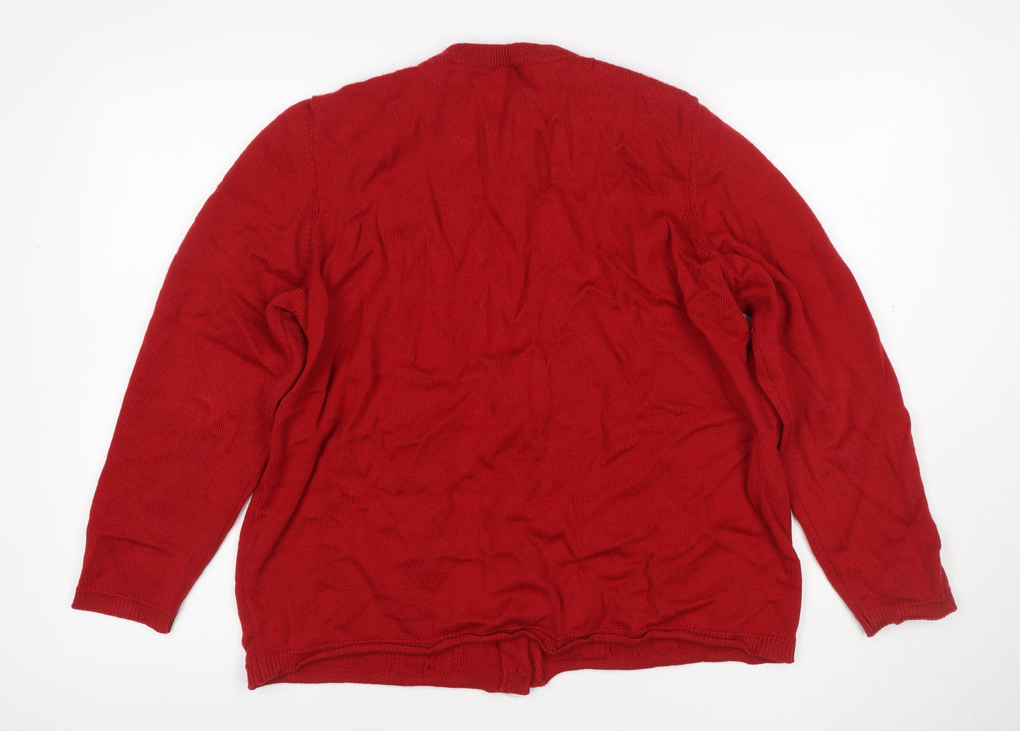 Cotswold Collections Women Red 2XL Merino Wool Cable Knit Cardigan