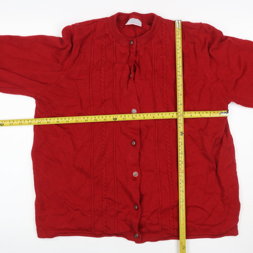 Cotswold Collections Women Red 2XL Merino Wool Cable Knit Cardigan