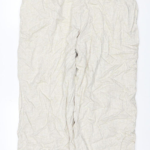 Marks and Spencer Women Beige Linen Blend Straight Trousers UK 22 Short