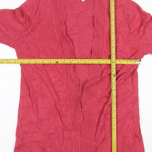 CC Women’s Pink M Open Knit Cardigan Long Sleeve V-Neck