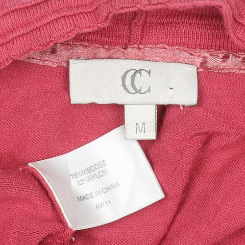 CC Women’s Pink M Open Knit Cardigan Long Sleeve V-Neck