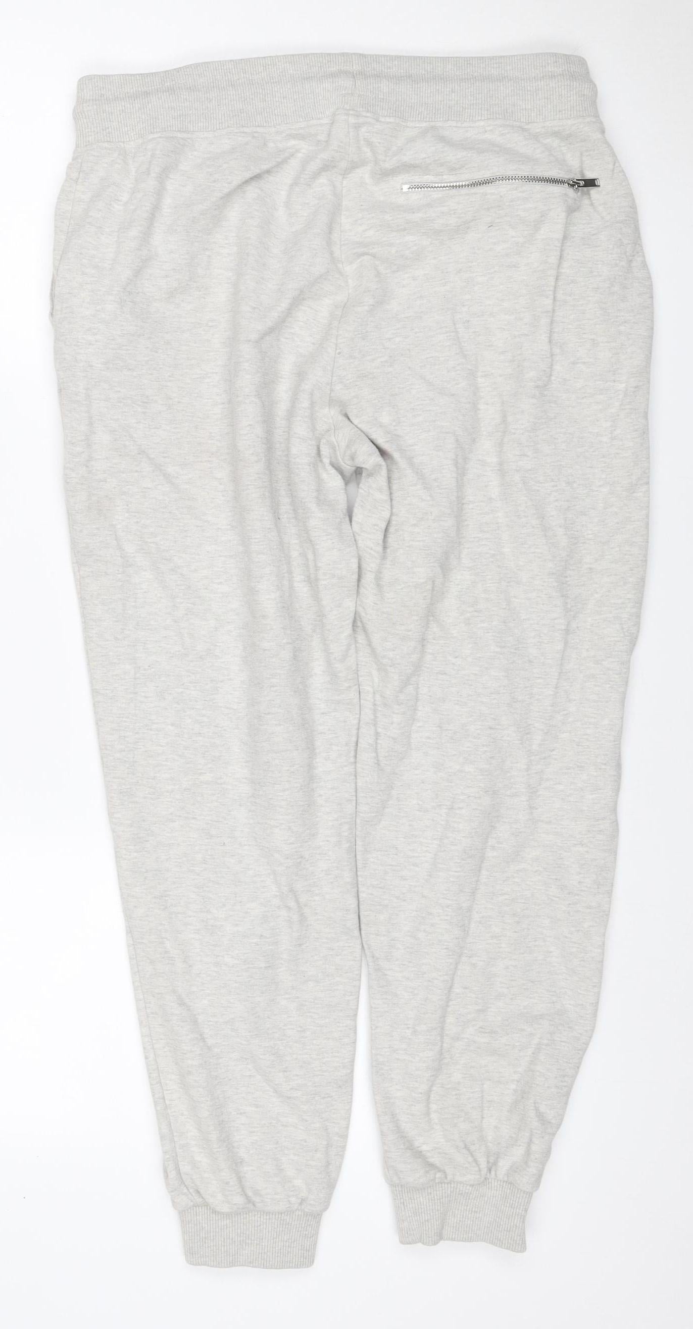 Reiss Men Grey M Jogger Sweatpants Drawstring Zip Pocket Cotton Blend