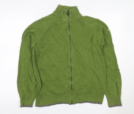 Timberland Men’s Green M Full Zip High Neck Cotton Knit Jumper