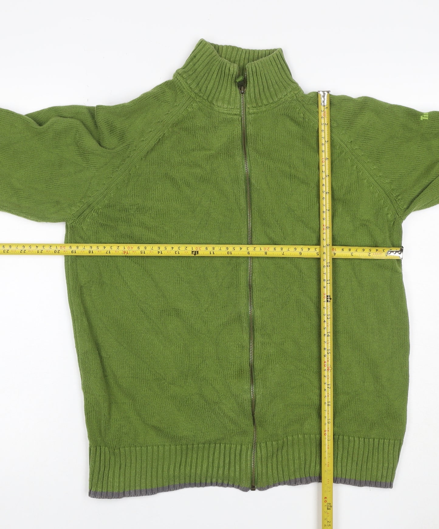 Timberland Men’s Green M Full Zip High Neck Cotton Knit Jumper