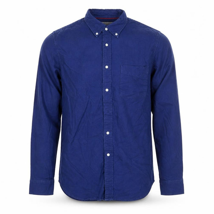 Uniqlo Men Blue S Slim Fit Cotton Button-Down Long Sleeve Shirt