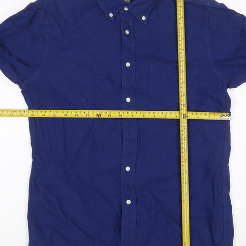 UNIQLO Men Blue S Slim Fit Cotton Button-Down Long Sleeve Shirt