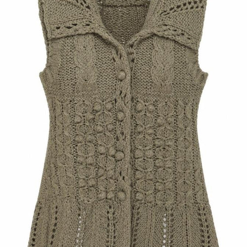 Fransa Women’s Grey XL Cable Knit Button Cardigan Long Sleeve