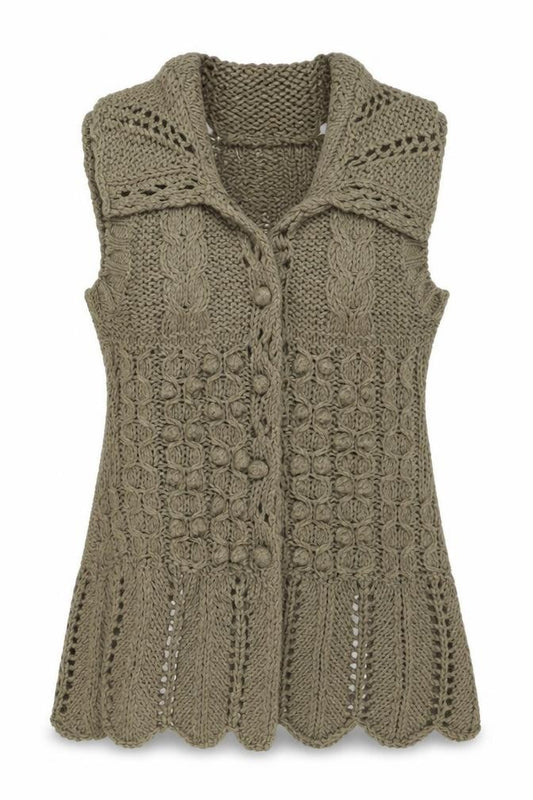 Fransa Women’s Grey XL Cable Knit Button Cardigan Long Sleeve