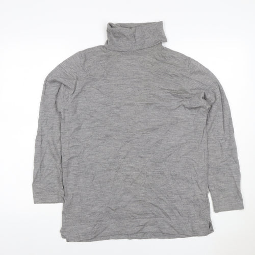 JOIBIS Women’s Grey Merino Wool Roll Neck Tunic Jumper Size 40