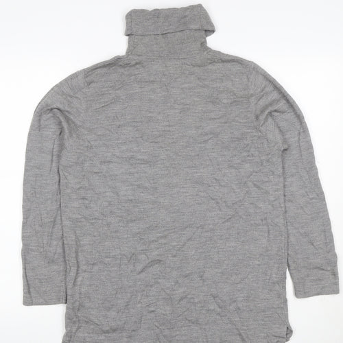 JOIBIS Women’s Grey Merino Wool Roll Neck Tunic Jumper Size 40