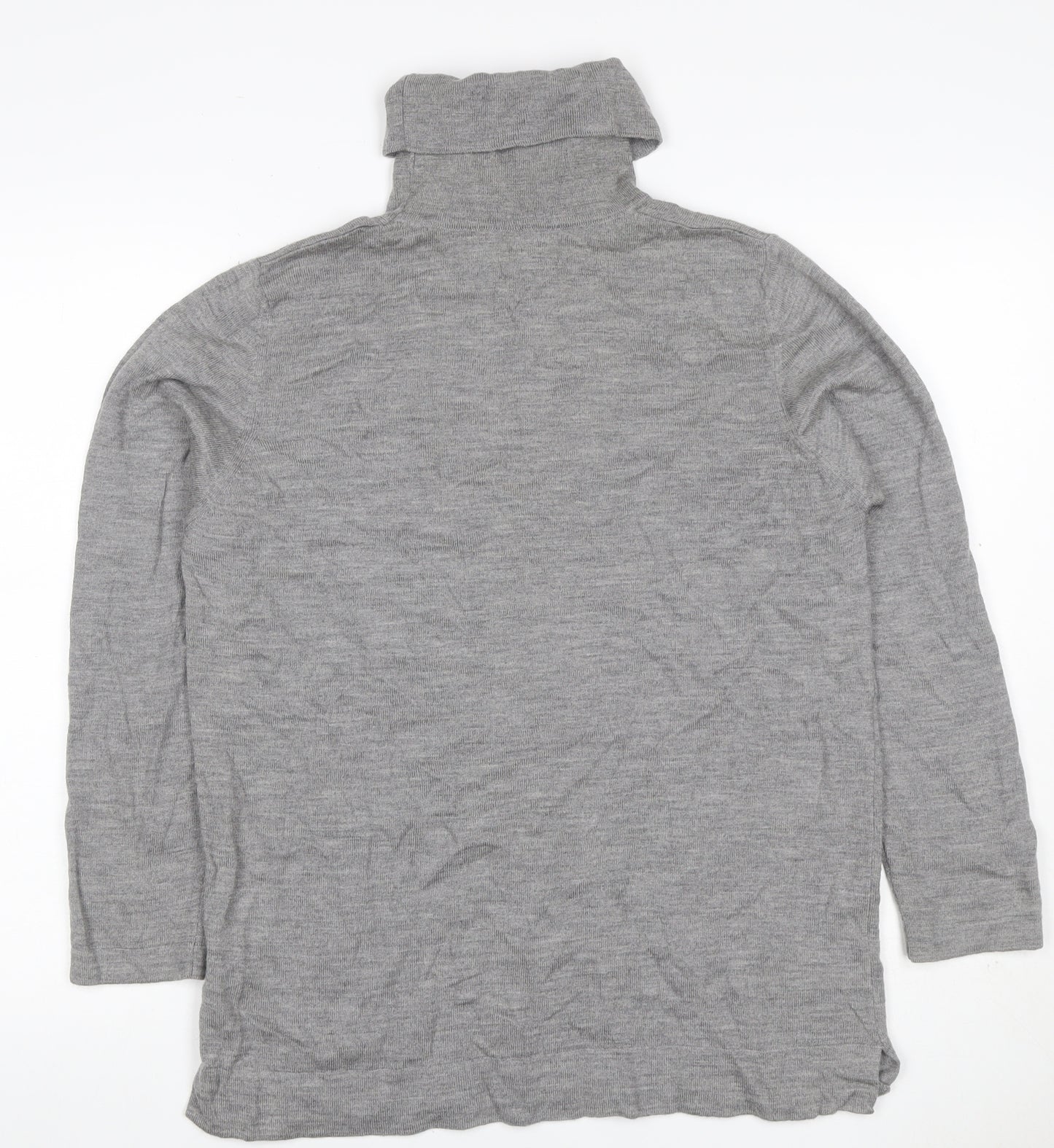 JOIBIS Women’s Grey Merino Wool Roll Neck Tunic Jumper Size 40